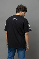 Go Devil Black Graphic Printed Oversized T-Shirt for Men
