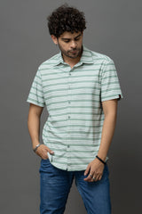 Go Devil Green & White Striped Shirt for Men