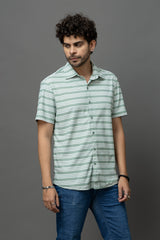 Go Devil Green & White Striped Shirt for Men