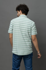 Go Devil Green & White Striped Shirt for Men