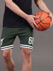 Go Devil Printed Mens Forest Green Sports Shorts