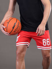 Go Devil Printed Mens Red Sports Shorts