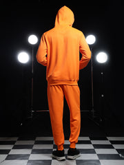 Go Devil Mens Solid Orange Hooded Co-Ord Set