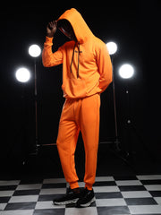 Go Devil Mens Solid Orange Hooded Co-Ord Set
