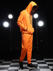 Go Devil Mens Solid Orange Hooded Co-Ord Set