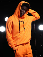 Go Devil Mens Solid Orange Hooded Co-Ord Set