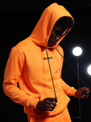 Go Devil Mens Solid Orange Hooded Co-Ord Set