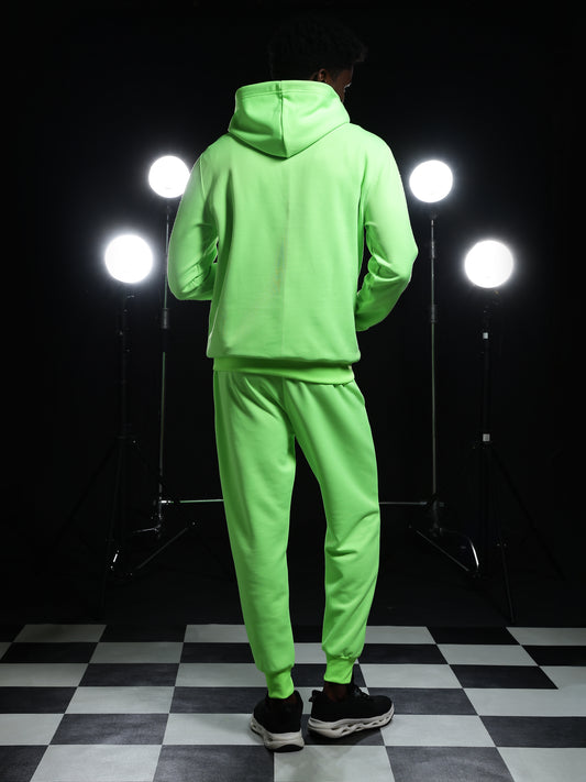 Go Devil Mens Solid Green Hooded Co-Ord Set