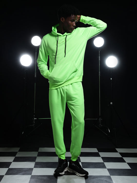 Go Devil Mens Solid Green Hooded Co-Ord Set