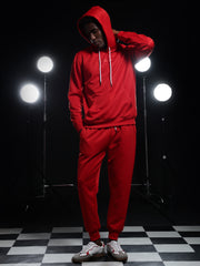 Go Devil Mens Solid Red Hooded Co-Ord Set