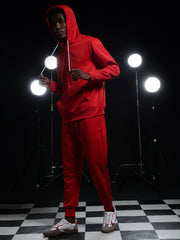 Go Devil Mens Solid Red Hooded Co-Ord Set