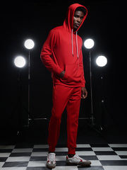 Go Devil Mens Solid Red Hooded Co-Ord Set