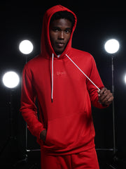 Go Devil Mens Solid Red Hooded Co-Ord Set