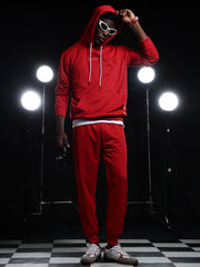 Go Devil Mens Solid Red Hooded Co-Ord Set