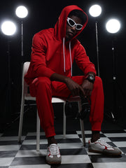 Go Devil Mens Solid Red Hooded Co-Ord Set