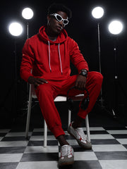 Go Devil Mens Solid Red Hooded Co-Ord Set
