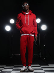 Go Devil Mens Solid Red Hooded Co-Ord Set