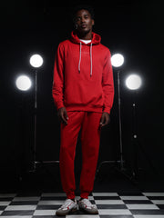 Go Devil Mens Solid Red Hooded Co-Ord Set