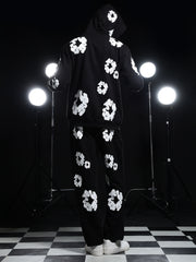 Go Devil Black Mens White Floral Camo Hooded Co-ord Set