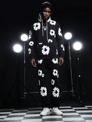 Go Devil Black Mens White Floral Camo Hooded Co-ord Set