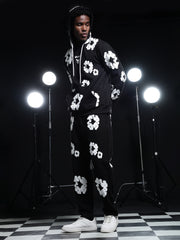 Go Devil Black Mens White Floral Camo Hooded Co-ord Set
