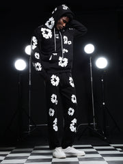 Go Devil Black Mens White Floral Camo Hooded Co-ord Set