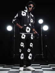 Go Devil Black Mens White Floral Camo Hooded Co-ord Set