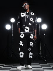 Go Devil Black Mens White Floral Camo Hooded Co-ord Set