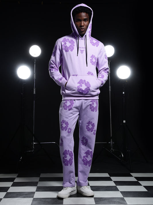 Go Devil Mens Purple Floral Camo Hooded Co-ord Set