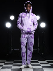 Go Devil Mens Purple Floral Camo Hooded Co-ord Set