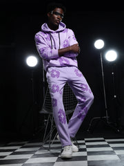 Go Devil Mens Purple Floral Camo Hooded Co-ord Set