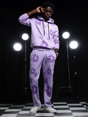 Go Devil Mens Purple Floral Camo Hooded Co-ord Set