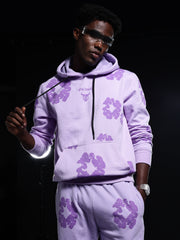Go Devil Mens Purple Floral Camo Hooded Co-ord Set