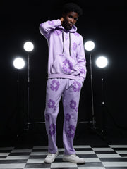 Go Devil Mens Purple Floral Camo Hooded Co-ord Set