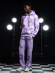 Go Devil Mens Purple Floral Camo Hooded Co-ord Set