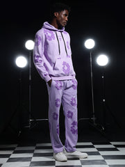 Go Devil Mens Purple Floral Camo Hooded Co-ord Set
