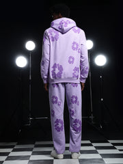 Go Devil Mens Purple Floral Camo Hooded Co-ord Set