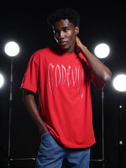 Go Devil Printed Solid Red T shirt For Men