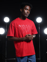 Go Devil Printed Solid Red T shirt For Men