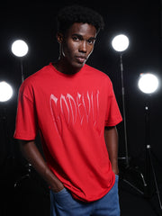 Go Devil Printed Solid Red T shirt For Men