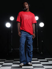 Go Devil Printed Solid Red T shirt For Men