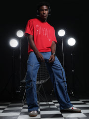 Go Devil Printed Solid Red T shirt For Men