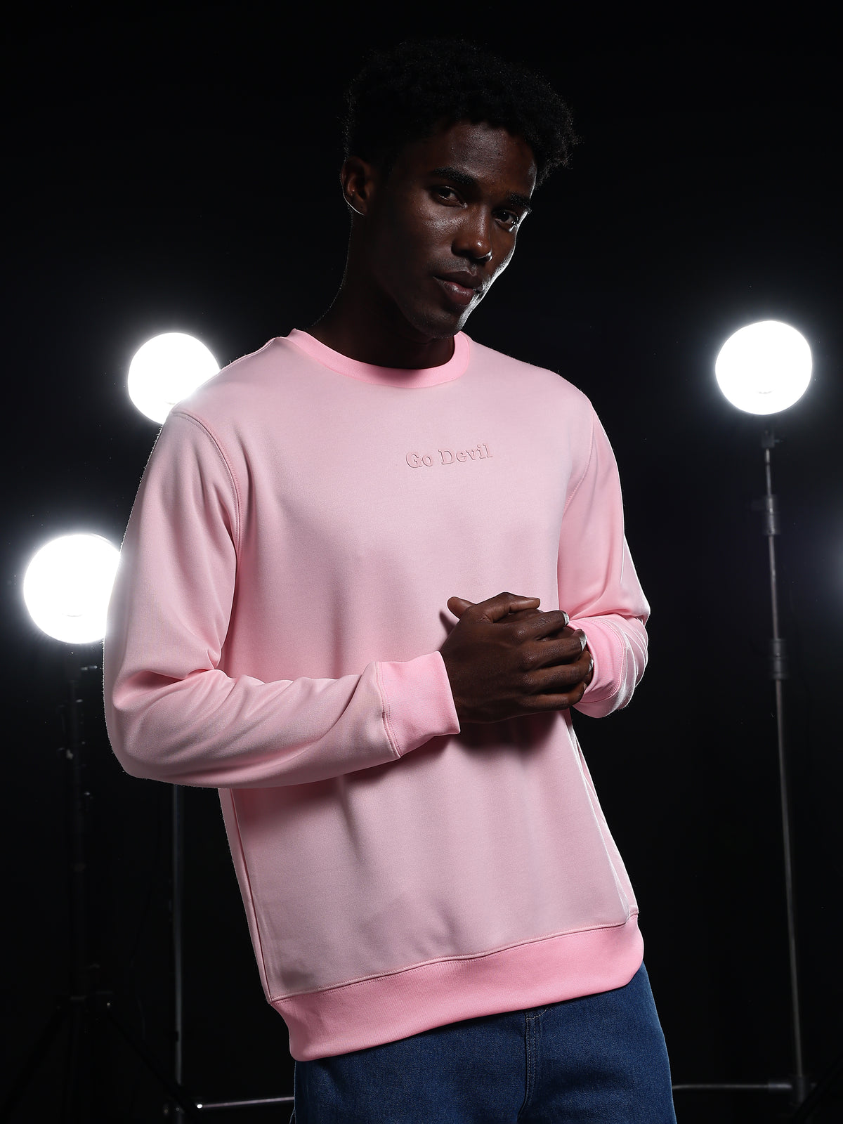 Go Devil Printed Pink Sweatshirt For Men