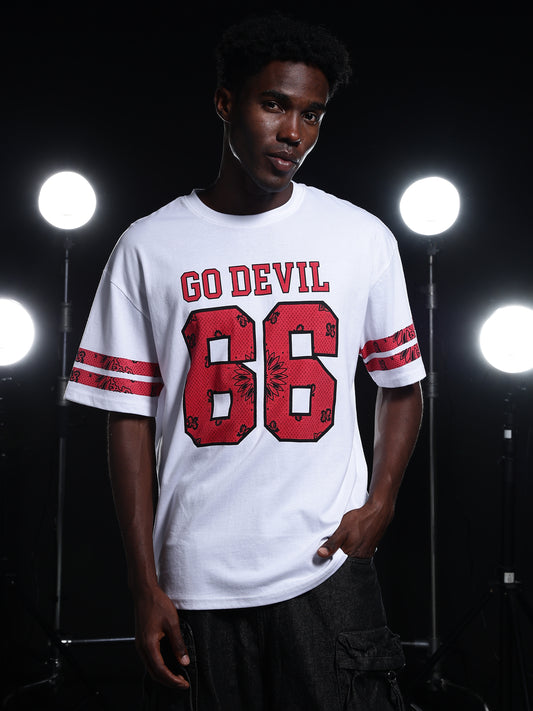 Go Devil 66 Printed (In Red) White T shirt For Men