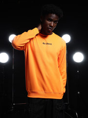Go Devil Printed Solid Orange Sweatshirt For Men