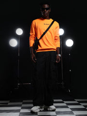 Go Devil Printed Solid Orange Sweatshirt For Men