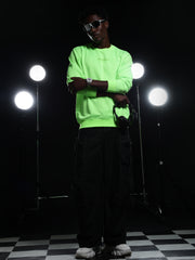 Go Devil Printed Solid Green Sweatshirt For Men