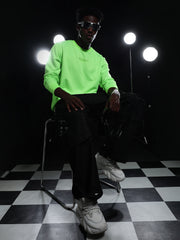 Go Devil Printed Solid Green Sweatshirt For Men