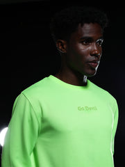 Go Devil Printed Solid Green Sweatshirt For Men
