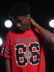 Go Devil 66 Printed Solid Red T shirt For Men